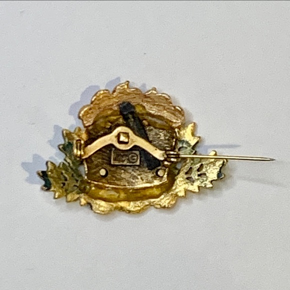 Vintage Apple Basket Pumpkins Brooch KC Kenneth Cole Enameled Brass Autumn Fall - Picture 7 of 8